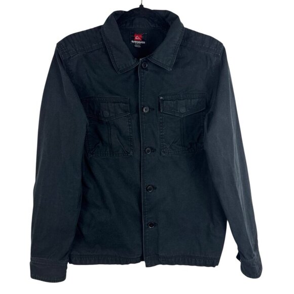 Quiksilver Men's S Cotton Utility Shacket Shirt Jacket Washed Black Button - Picture 1 of 15